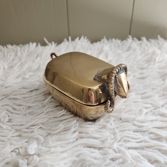 Vintage Brass Ram Goat Trinket Box - Made in India, Zodiac Aries - Picture 10 of 10